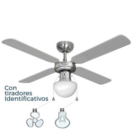 Ventilador de Teto com Luz EDM 33801 Caribe Prateado 50 W