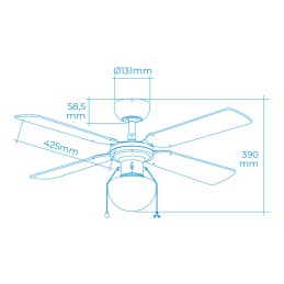 Ventilador de Teto com Luz EDM 33801 Caribe Prateado 50 W