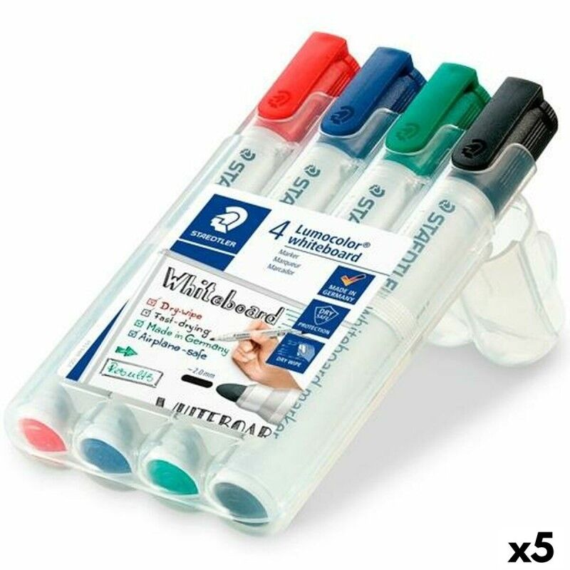 Staedtler|Conjunto de Canetas de Feltro Staedtler Lumocolor Ardósia branca 4 Peças Multicolor (5 Unidades) Staedtler|Conjunto de Canetas de Feltro Staedtler Lumocolor Ardósia branca 4 Peças Multicolor (5 Unidades)