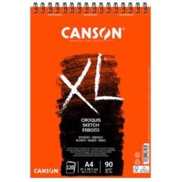 Canson|Bloco de desenho Canson XL Esboso 20 Folhas Branco Natural A4 5 Unidades 90 g/m²