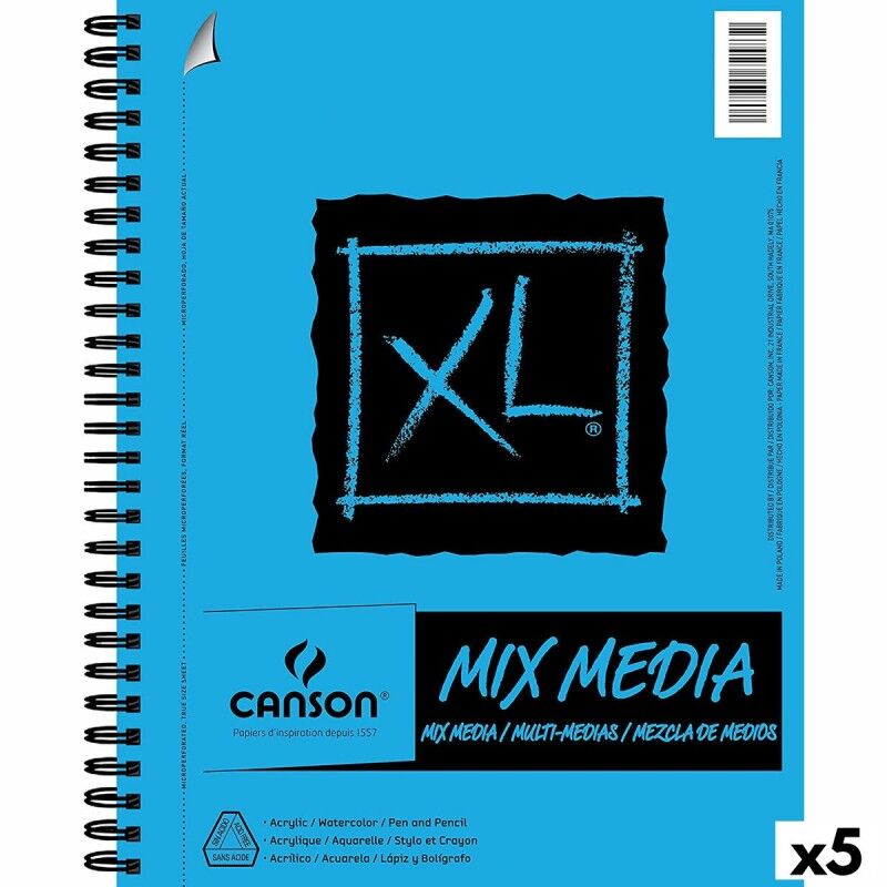 Canson|Bloco de desenho Canson XL Mix Media Branco A4 Papel 5 Unidades 30 Folhas 300 g/m² Canson|Bloco de desenho Canson XL Mix Media Branco A4 Papel 5 Unidades 30 Folhas 300 g/m²