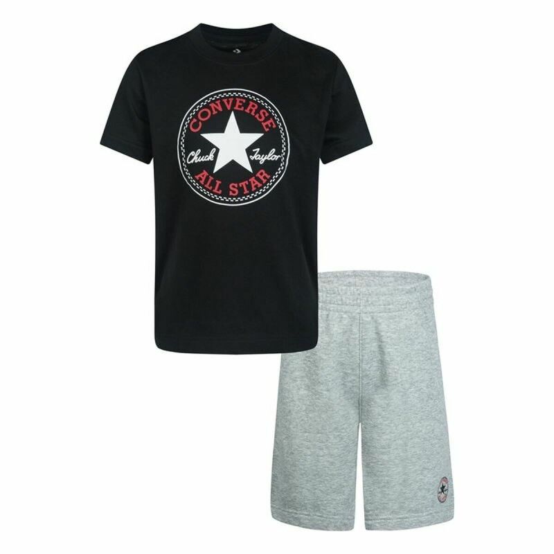 Converse|Conjunto Desportivo para Crianças Converse Core Tee Preto/Cinzento Converse|Conjunto Desportivo para Crianças Converse Core Tee Preto/Cinzento