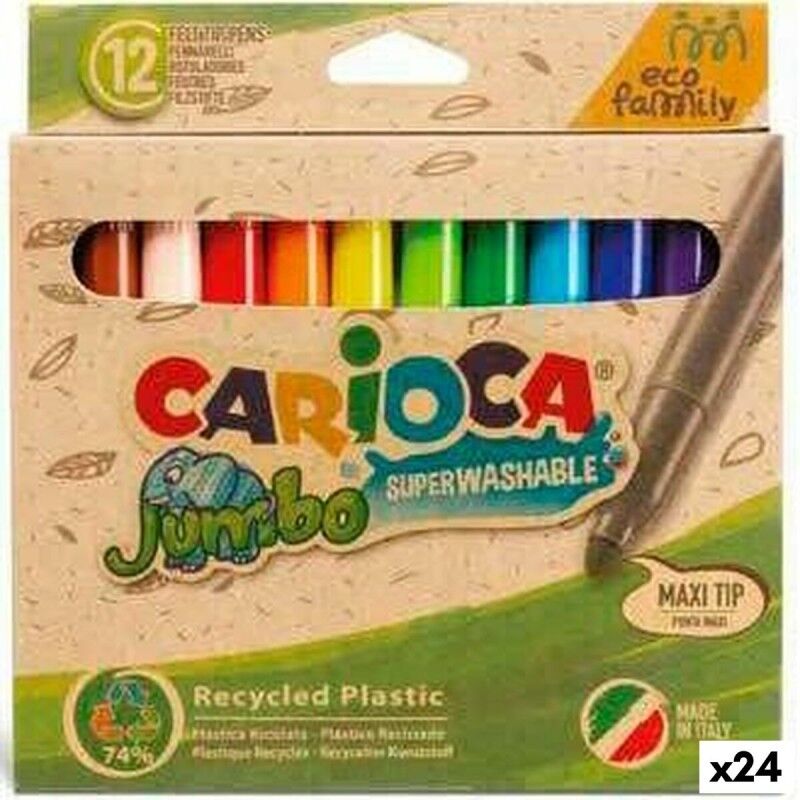 Carioca|Conjunto de Canetas de Feltro Carioca Jumbo Eco Family 24 Peças Multicolor (24 Unidades) Carioca|Conjunto de Canetas de Feltro Carioca Jumbo Eco Family 24 Peças Multicolor (24 Unidades)