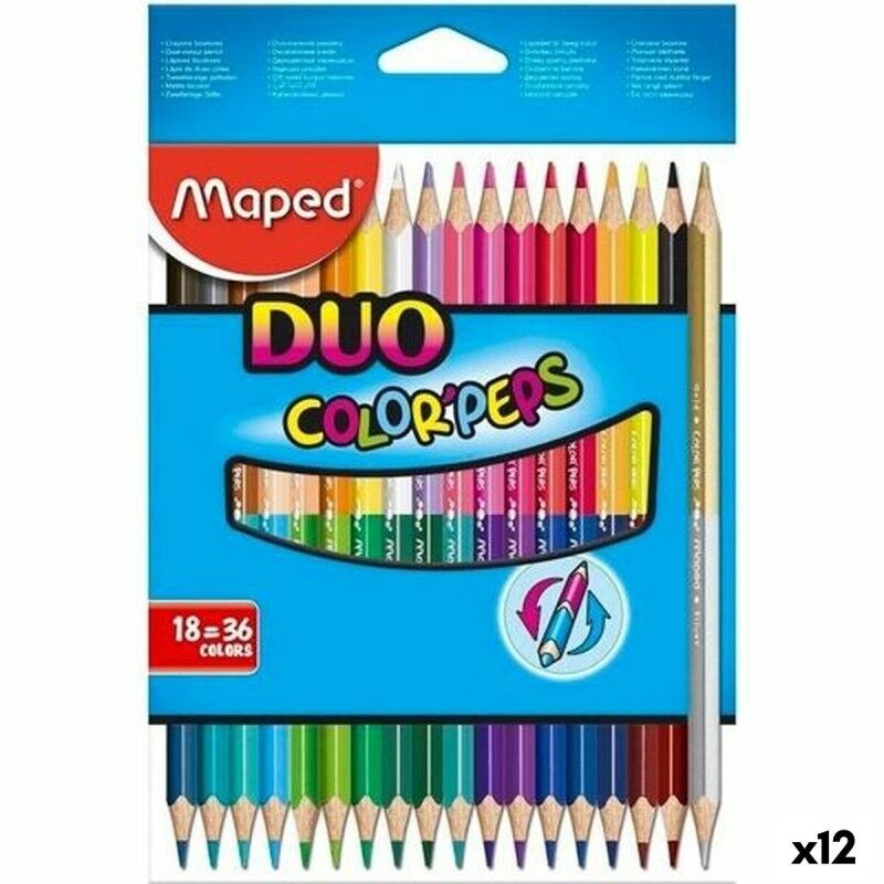 Maped|Lápis de cores Maped Duo Color' Peps	 Multicolor 18 Peças Ponta dupla (12 Unidades)