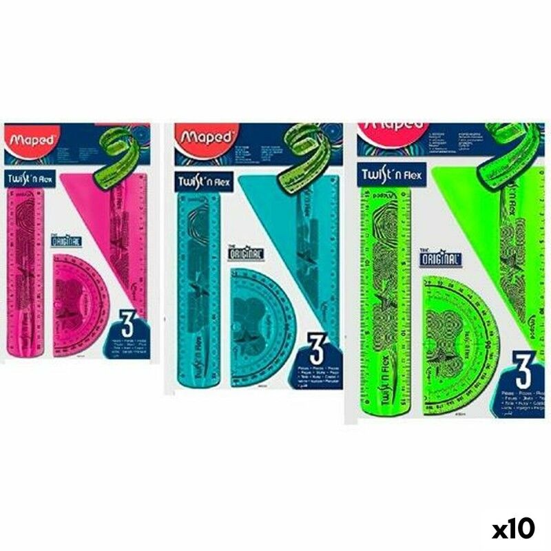 Maped|Conjunto de regras Maped Twist'n Flex Original 3 Peças 10 Unidades