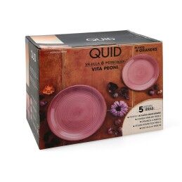 Quid|Louça Quid Vita Peoni Cor de Rosa Cerâmica 18 Peças