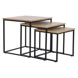 DKD Home Decor|Jogo de 3 mesas DKD Home Decor Preto Metal 45 x 45 x 45 cm Madeira MDF