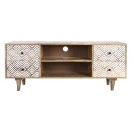 DKD Home Decor|Móvel de TV DKD Home Decor 135 x 40 x 55 cm Natural Branco Madeira de mangueira