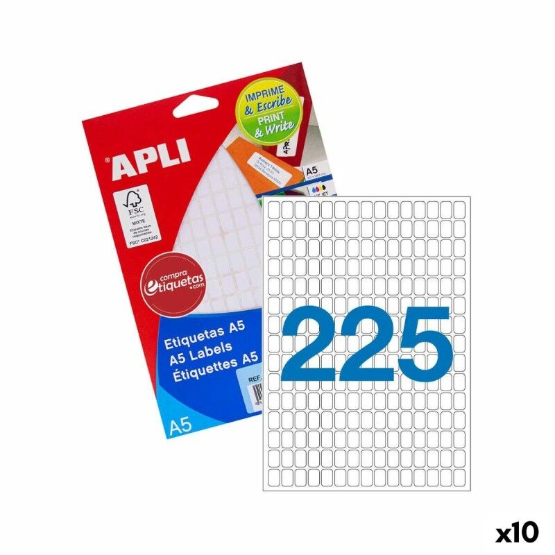 Apli|Etiquetas Apli Branco Papel 15 Folhas 8 x 12 mm (10 Unidades) Apli|Etiquetas Apli Branco Papel 15 Folhas 8 x 12 mm (10 Unidades)