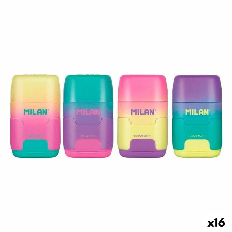 Milan|Conjunto de Borracha e Afiador Milan Compact Sunset Multicolor (16 Unidades) Milan|Conjunto de Borracha e Afiador Milan Compact Sunset Multicolor (16 Unidades)