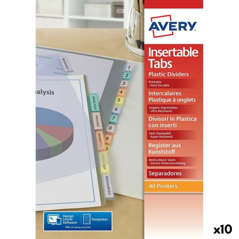 Avery|Espaçadores Avery Transparente A4 12 Folhas (10 Unidades)