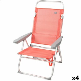 Cadeira de Campismo Acolchoada Aktive Flamingo Coral 48 x 99 x 57 cm (4 Unidades)