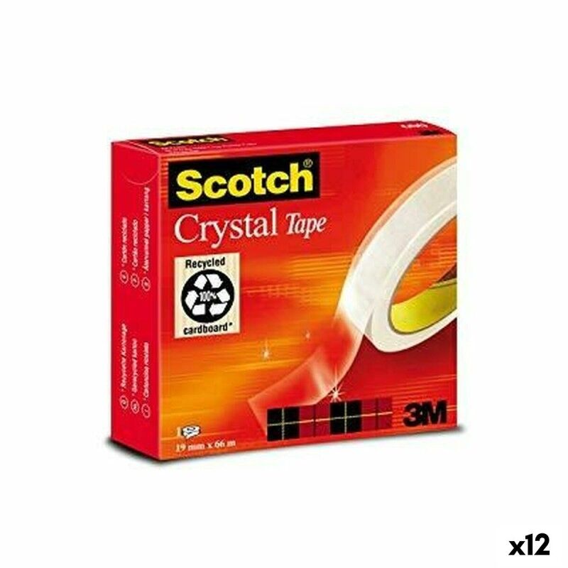 Scotch|Fita Adesiva Scotch Crystal Transparente 19 mm x 66 m (12 Unidades) Scotch|Fita Adesiva Scotch Crystal Transparente 19 mm x 66 m (12 Unidades)