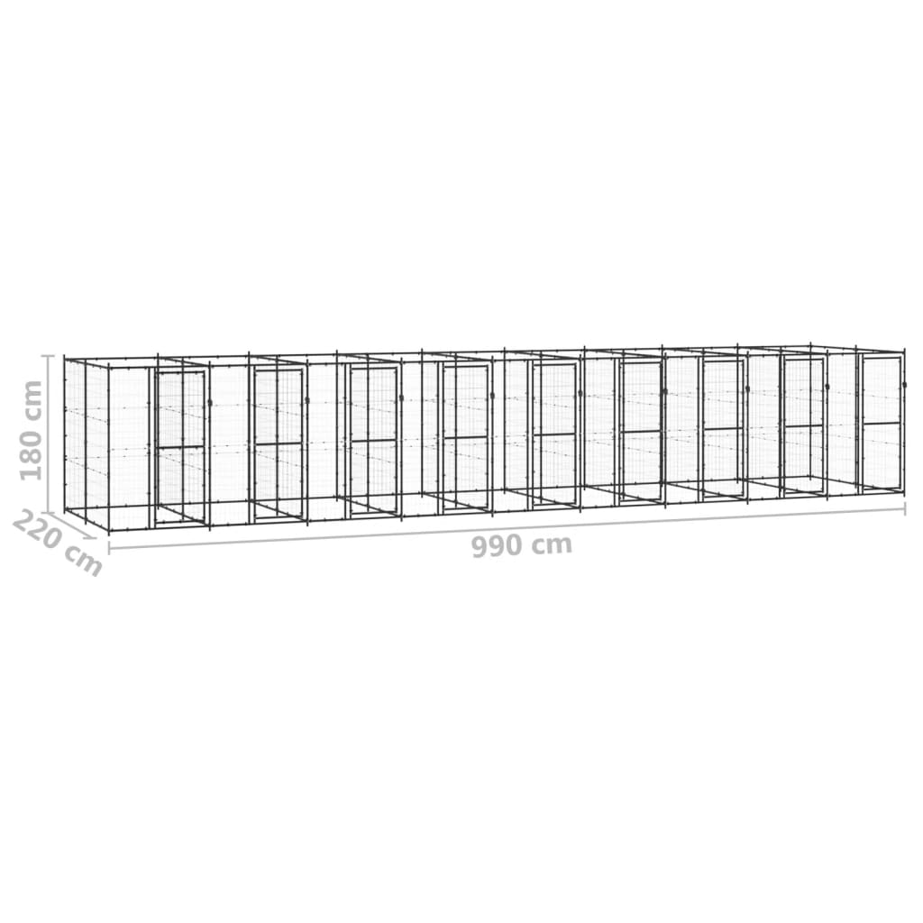 vidaXL Canil de exterior 21,78 m² aço