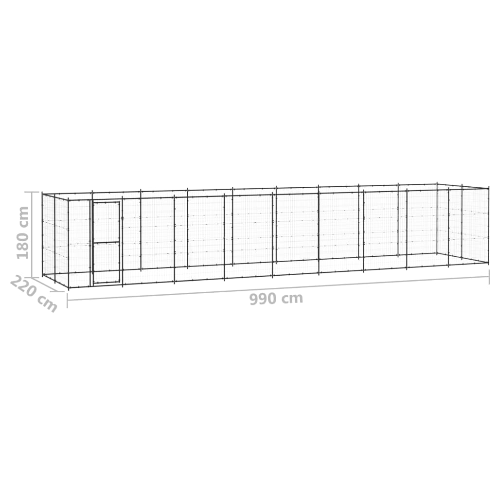 vidaXL Canil de exterior 21,78 m² aço