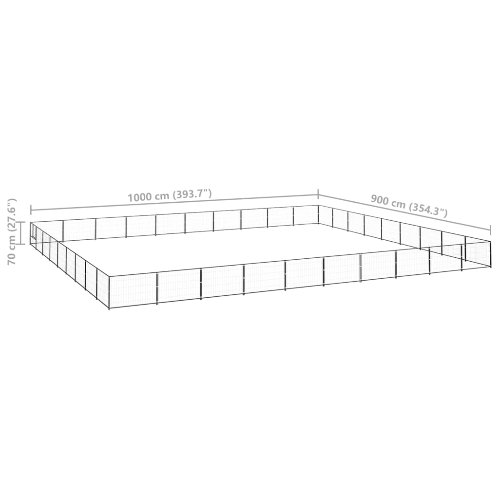 vidaXL Canil para cães 90 m² aço preto