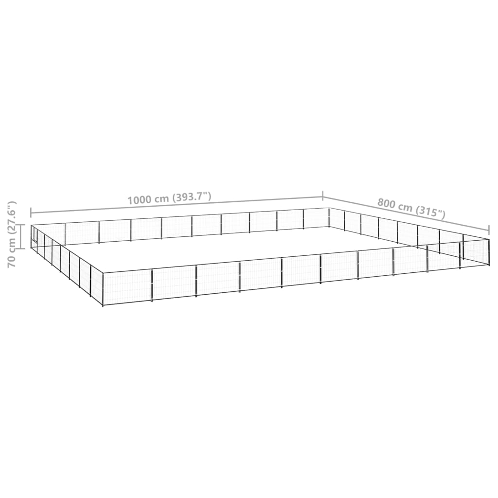 vidaXL Canil para cães 80 m² aço preto