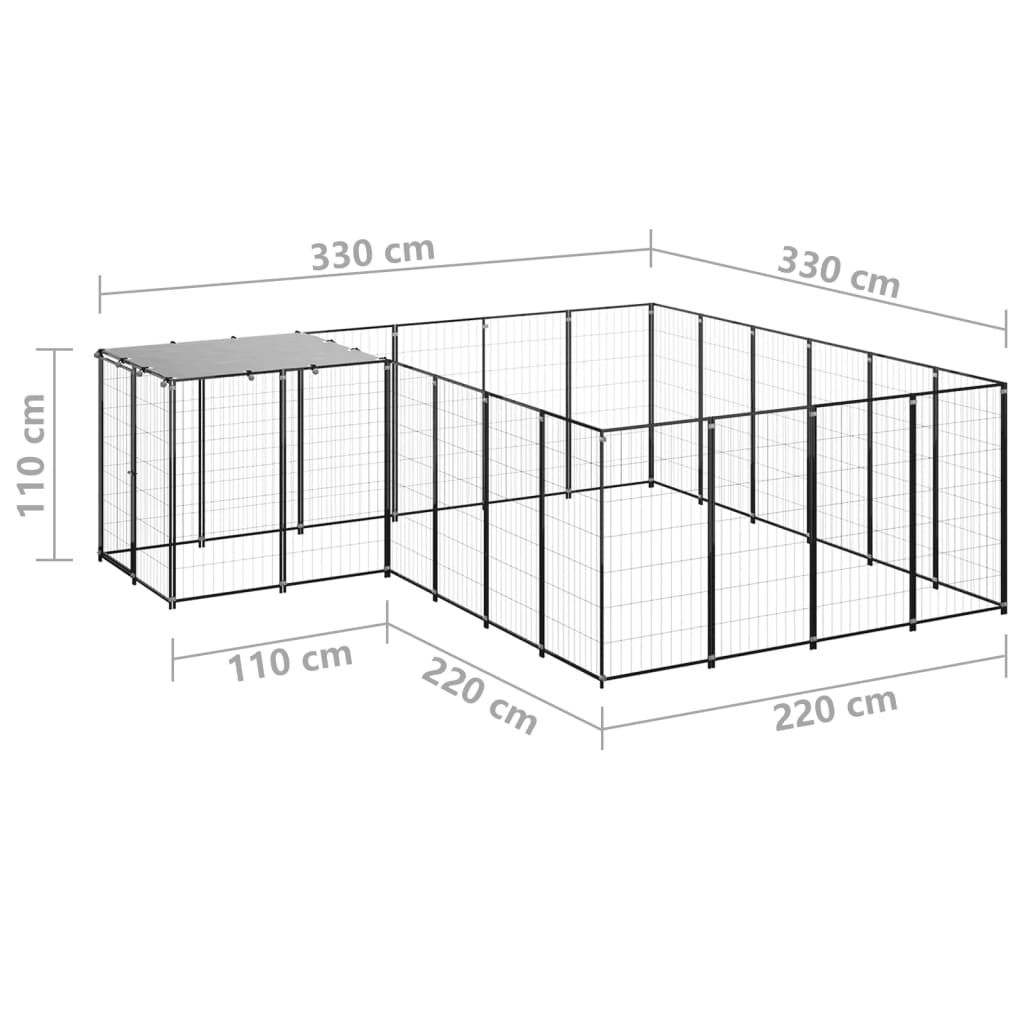 vidaXL Canil 8,47 m² aço preto