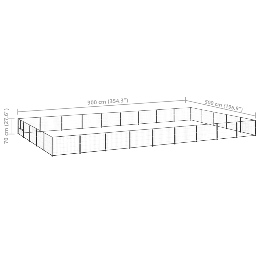 vidaXL Canil para cães 45 m² aço preto