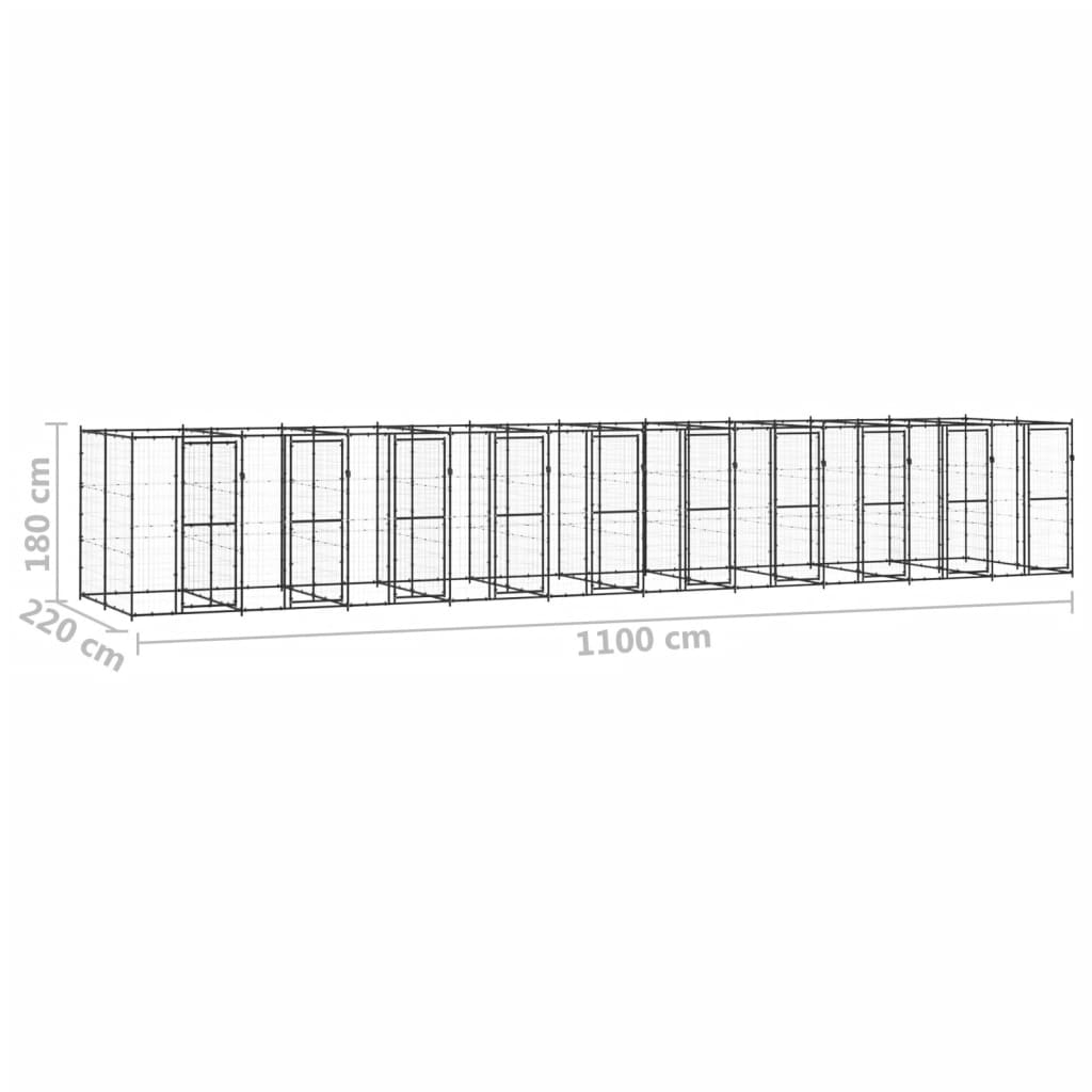 vidaXL Canil de exterior 24,2 m² aço