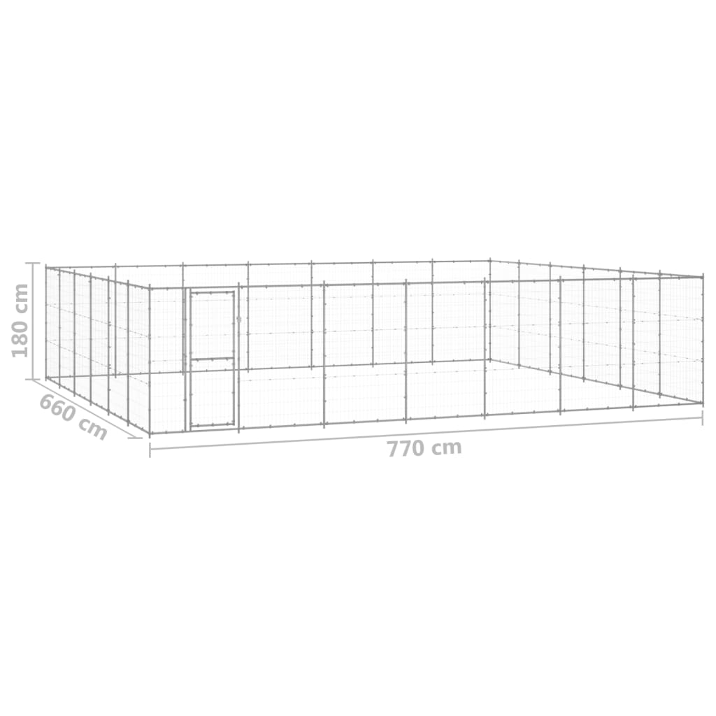 vidaXL Canil de exterior 50,82 m² aço galvanizado