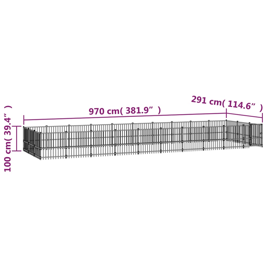 vidaXL Canil de exterior 28,23 m² aço