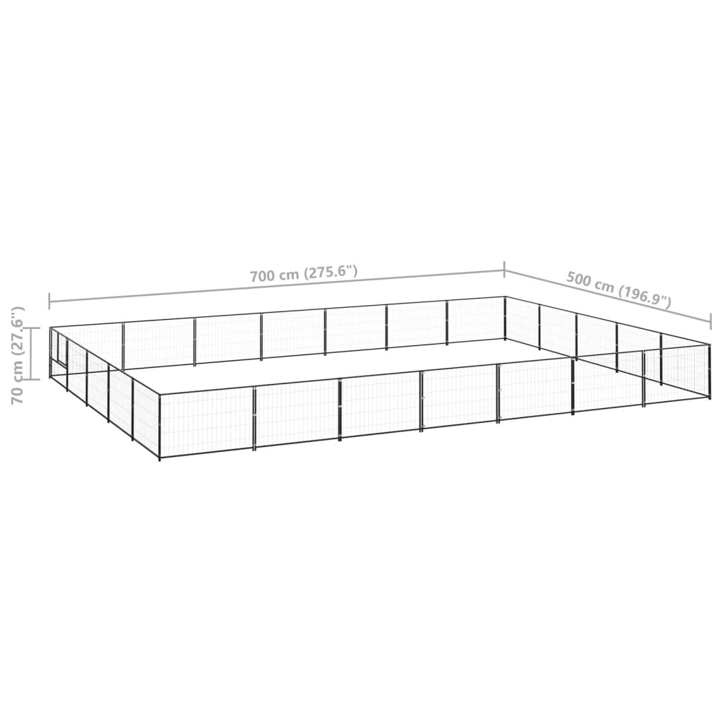 vidaXL Canil para cães 35 m² aço preto