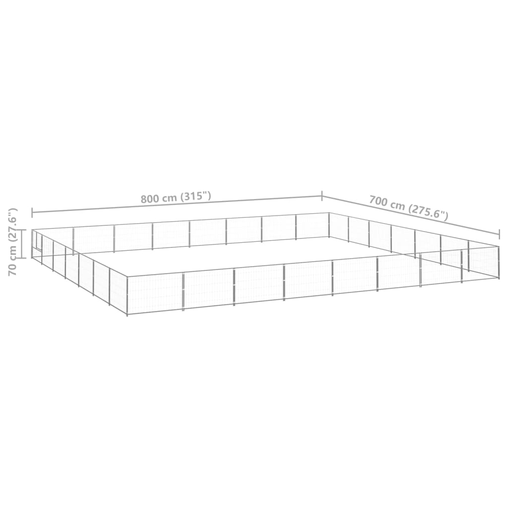 vidaXL Canil para cães 56 m² aço prateado