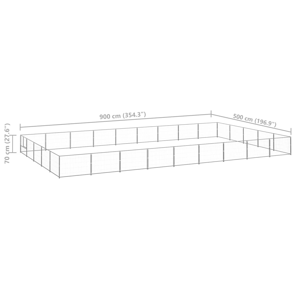 vidaXL Canil para cães 45 m² aço prateado