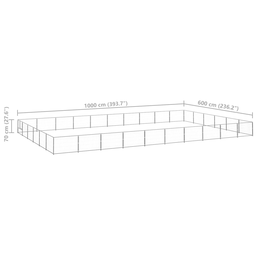 vidaXL Canil para cães 60 m² aço prateado