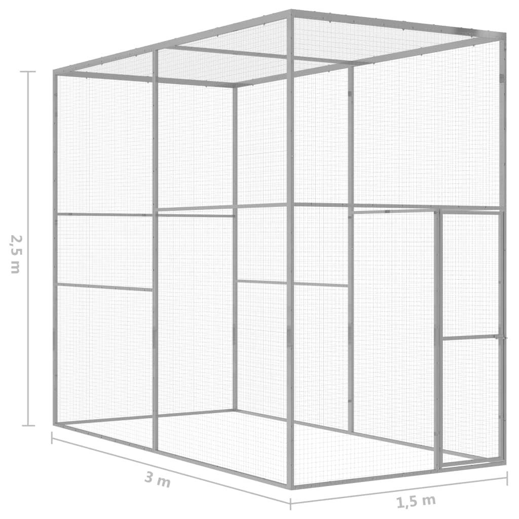 vidaXL Jaula para gatos 3x1,5x2,5 m aço galvanizado