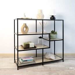 Vinthera|Mesa de apoio Vinthera Moa Preto Bege 100 x 90 x 34 cm