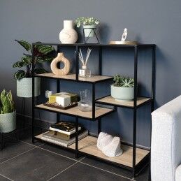 Vinthera|Mesa de apoio Vinthera Moa Preto Bege 100 x 90 x 34 cm