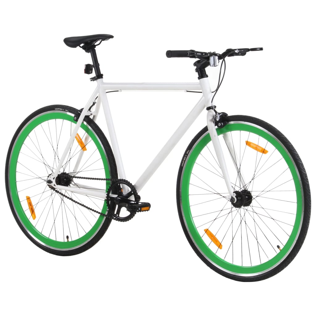 vidaXL Bicicleta de mudanças fixas 700c 55 cm branco e verde