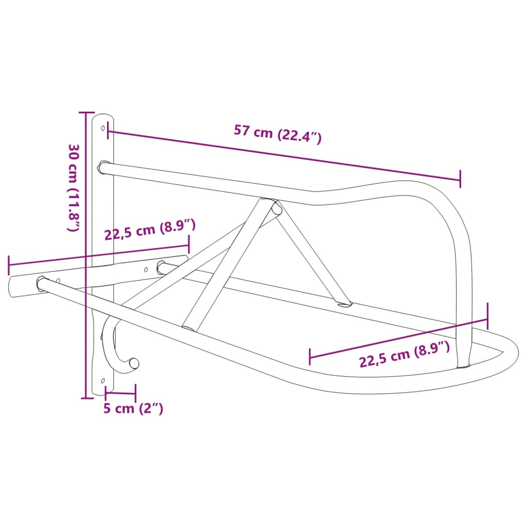 vidaXL Suporte para selas de parede ferro preto