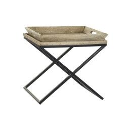 DKD Home Decor|Mesa de apoio DKD Home Decor 49 x 49 x 72 cm Cristal Preto Dourado Metal