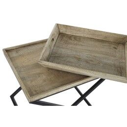 DKD Home Decor|Mesa de apoio DKD Home Decor Preto Natural Metal Madeira de mangueira 55 x 45 x 53 cm