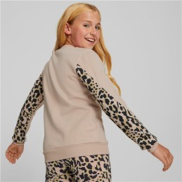 Camisola sem Capuz Menina Puma Alpha Crew Neck Bege Leopardo Cor de Rosa