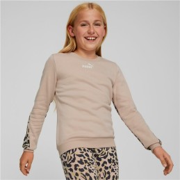 Camisola sem Capuz Menina Puma Alpha Crew Neck Bege Leopardo Cor de Rosa