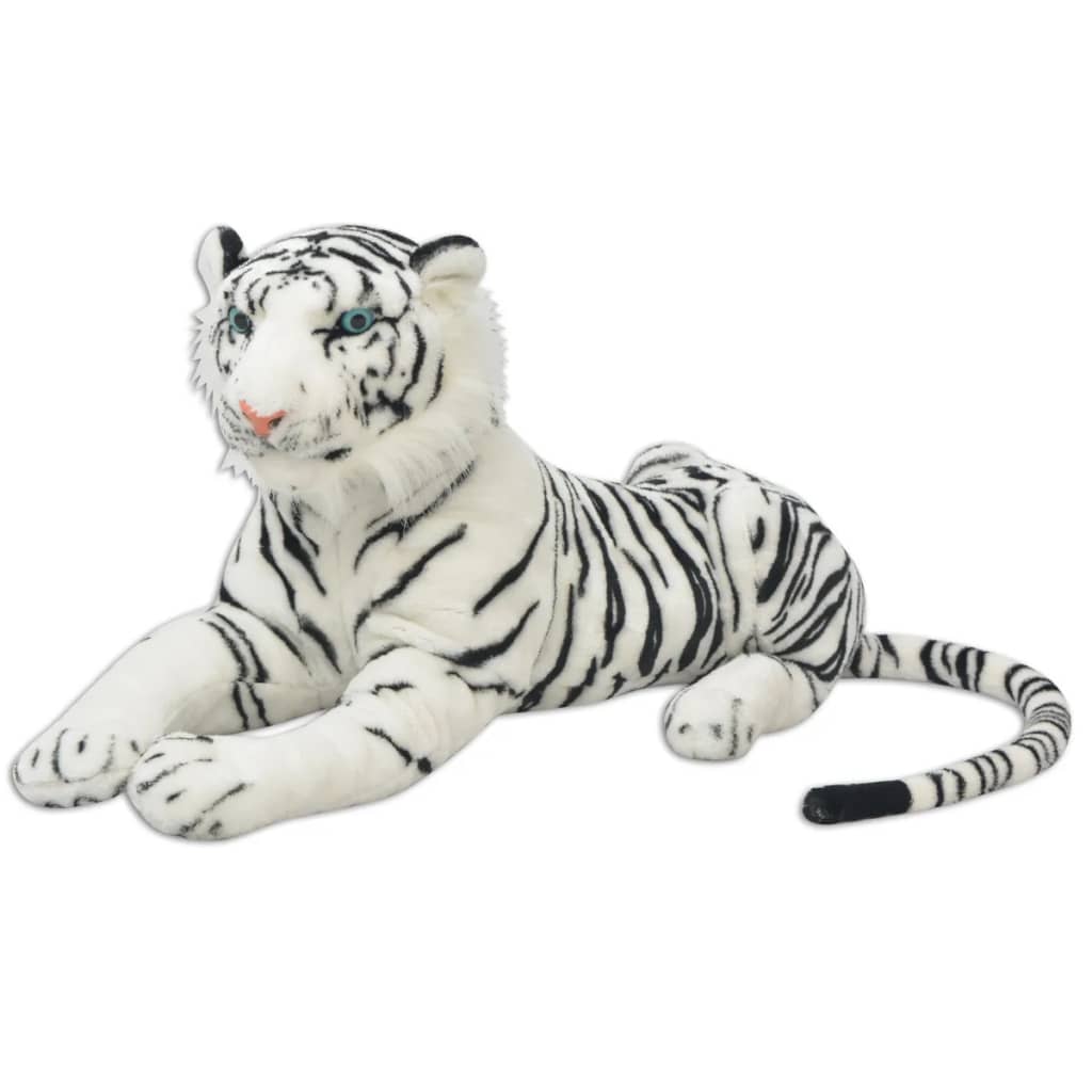 vidaXL Tigre de peluche, branco, XXL