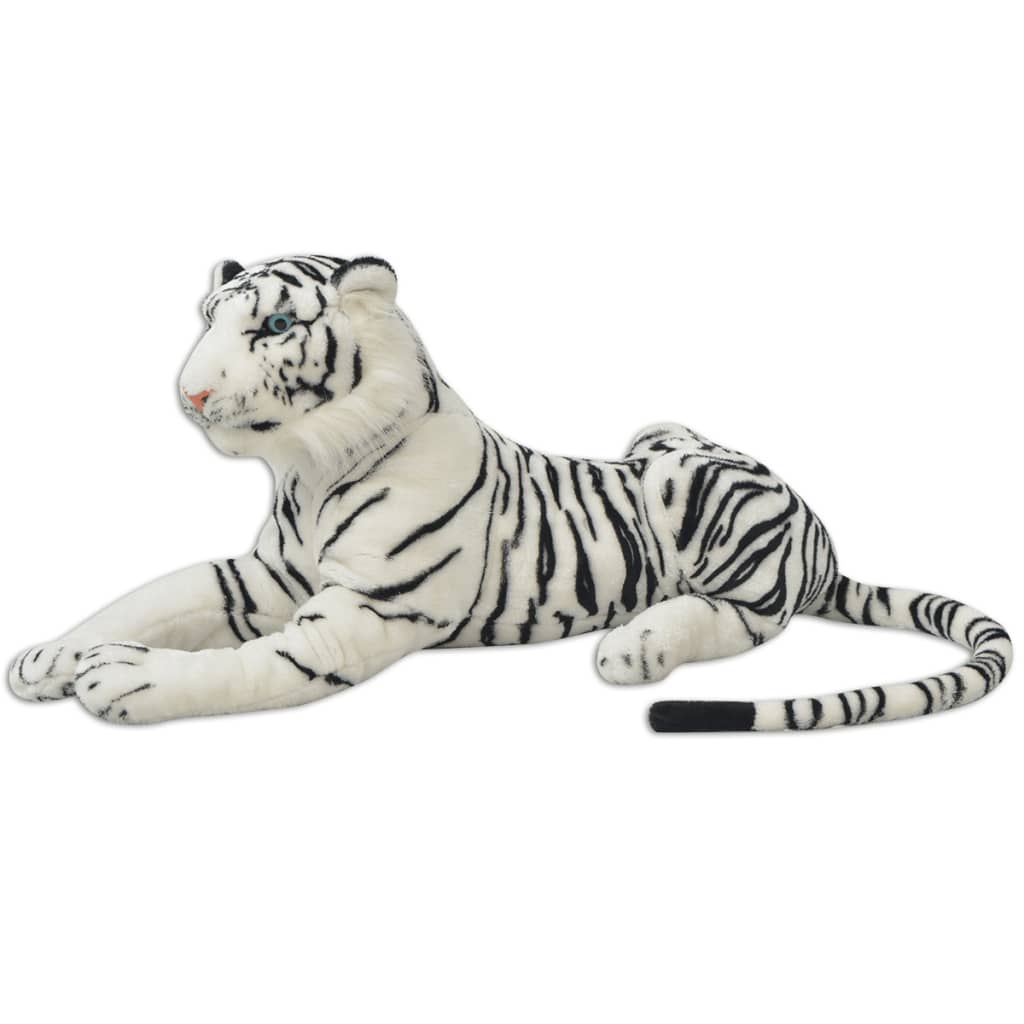 vidaXL Tigre de peluche, branco, XXL