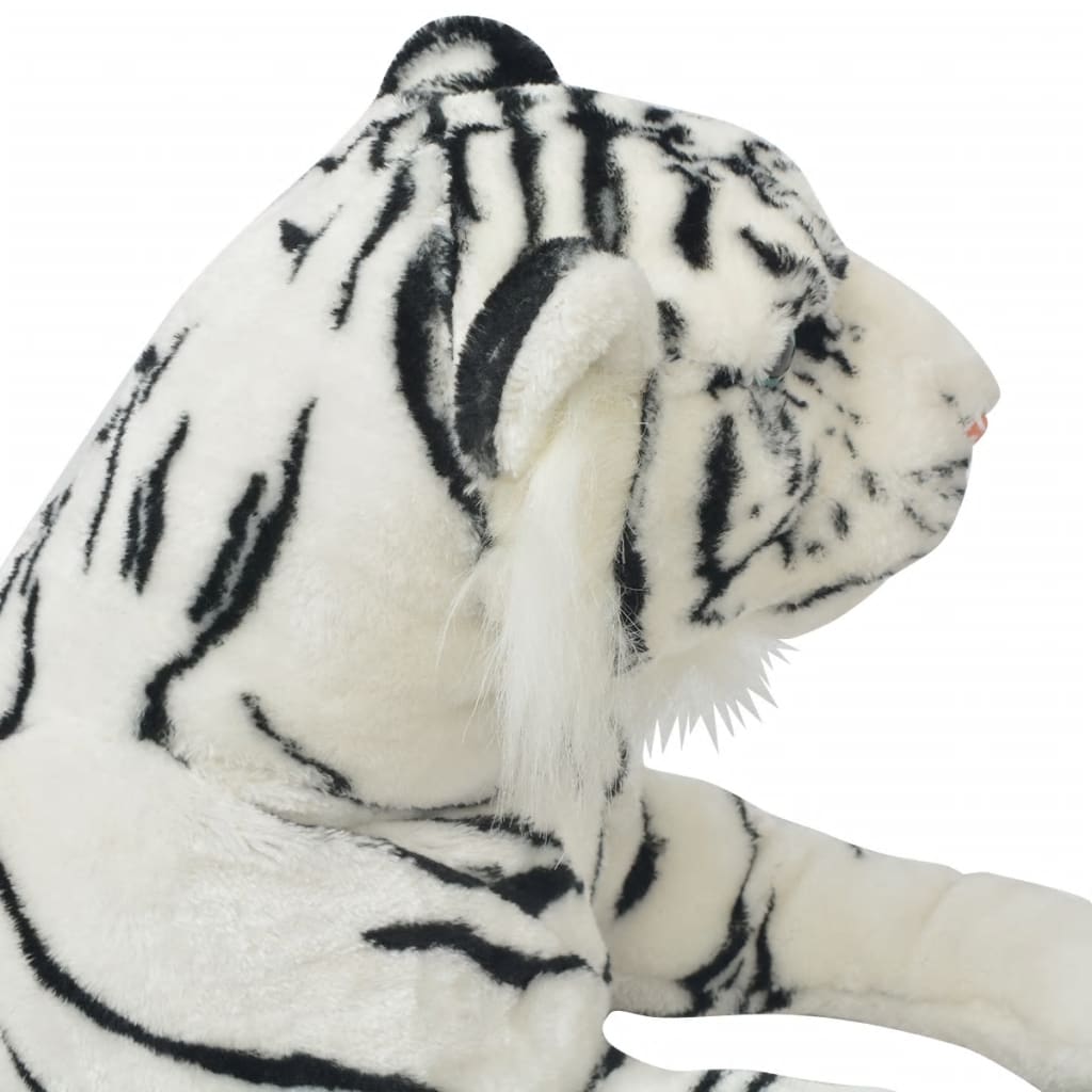 vidaXL Tigre de peluche, branco, XXL