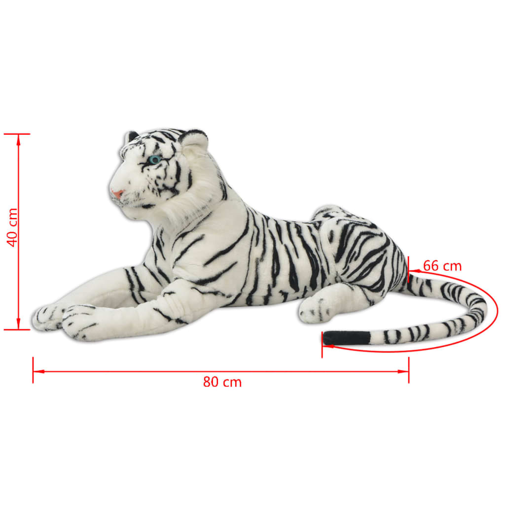 vidaXL Tigre de peluche, branco, XXL