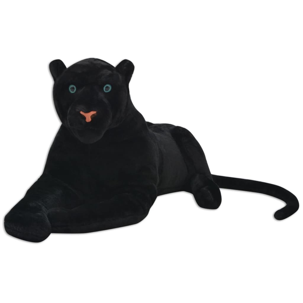 vidaXL Pantera de peluche, preto, XXL