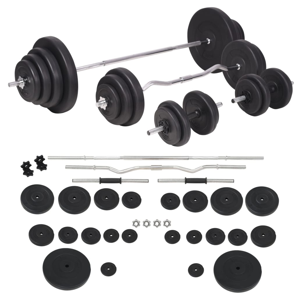 vidaXL Conjunto de barras e halteres 120 Kg