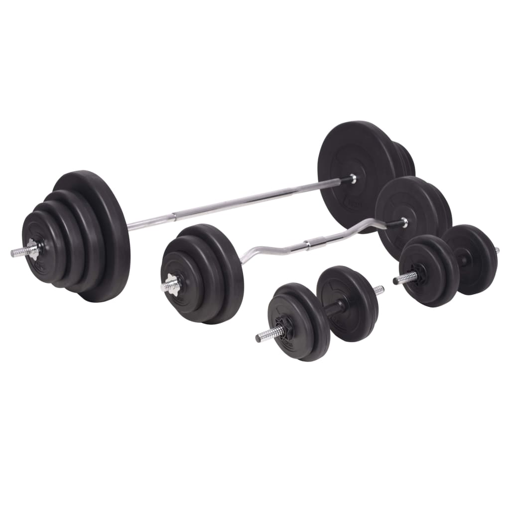 vidaXL Conjunto de barras e halteres 120 Kg