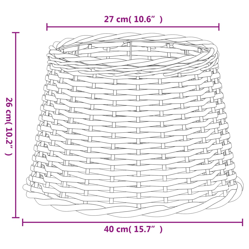 vidaXL Abajur Ø40x26 cm vime branco