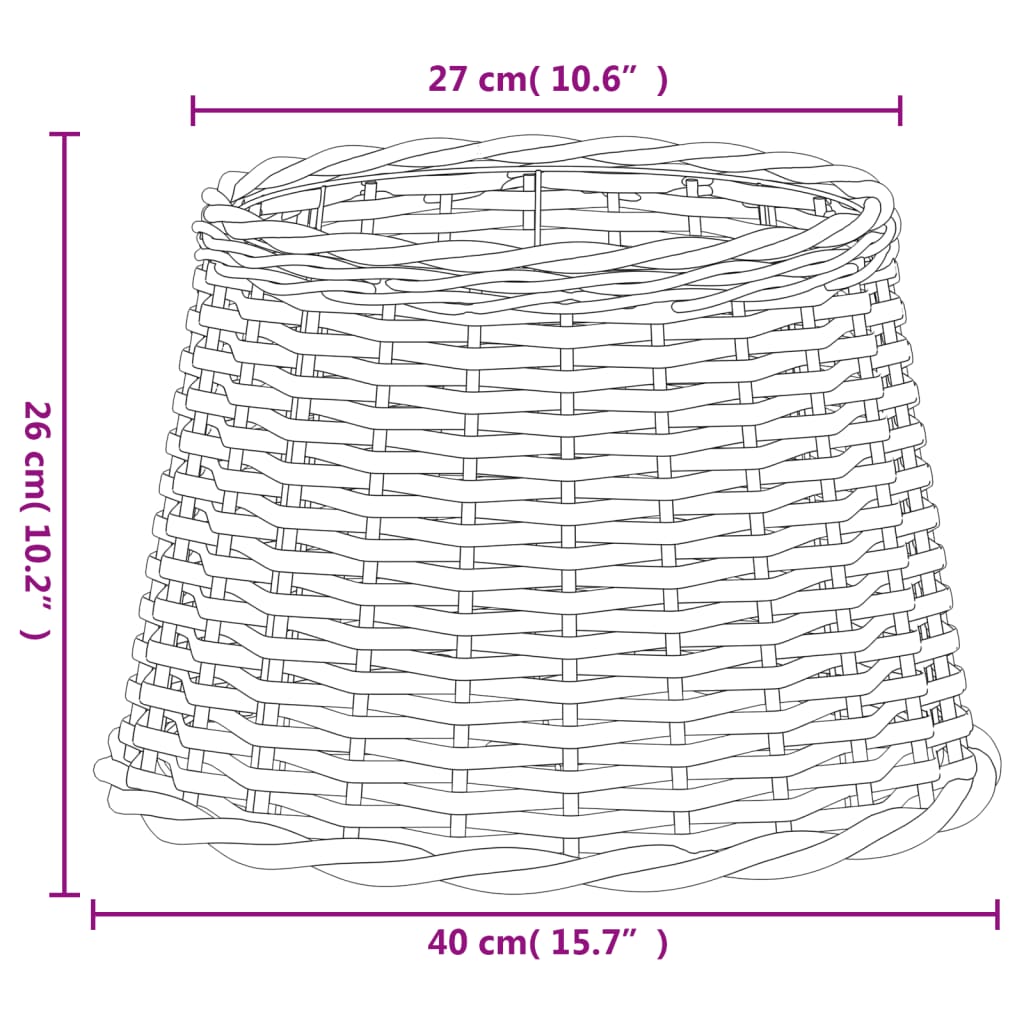 vidaXL Abajur Ø40x26 cm vime castanho