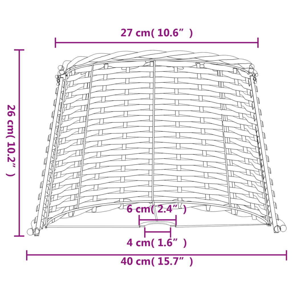 vidaXL Abajur Ø40x26 cm vime castanho