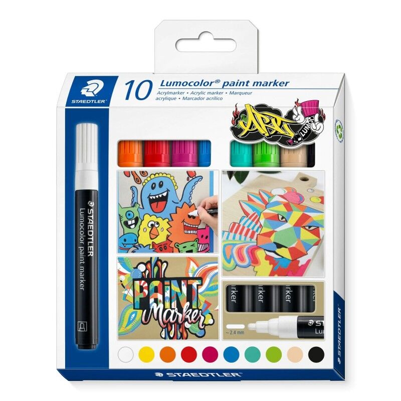 Staedtler|Conjunto de Canetas de Feltro Staedtler Lumocolor 349 10 Peças Multicolor Staedtler|Conjunto de Canetas de Feltro Staedtler Lumocolor 349 10 Peças Multicolor